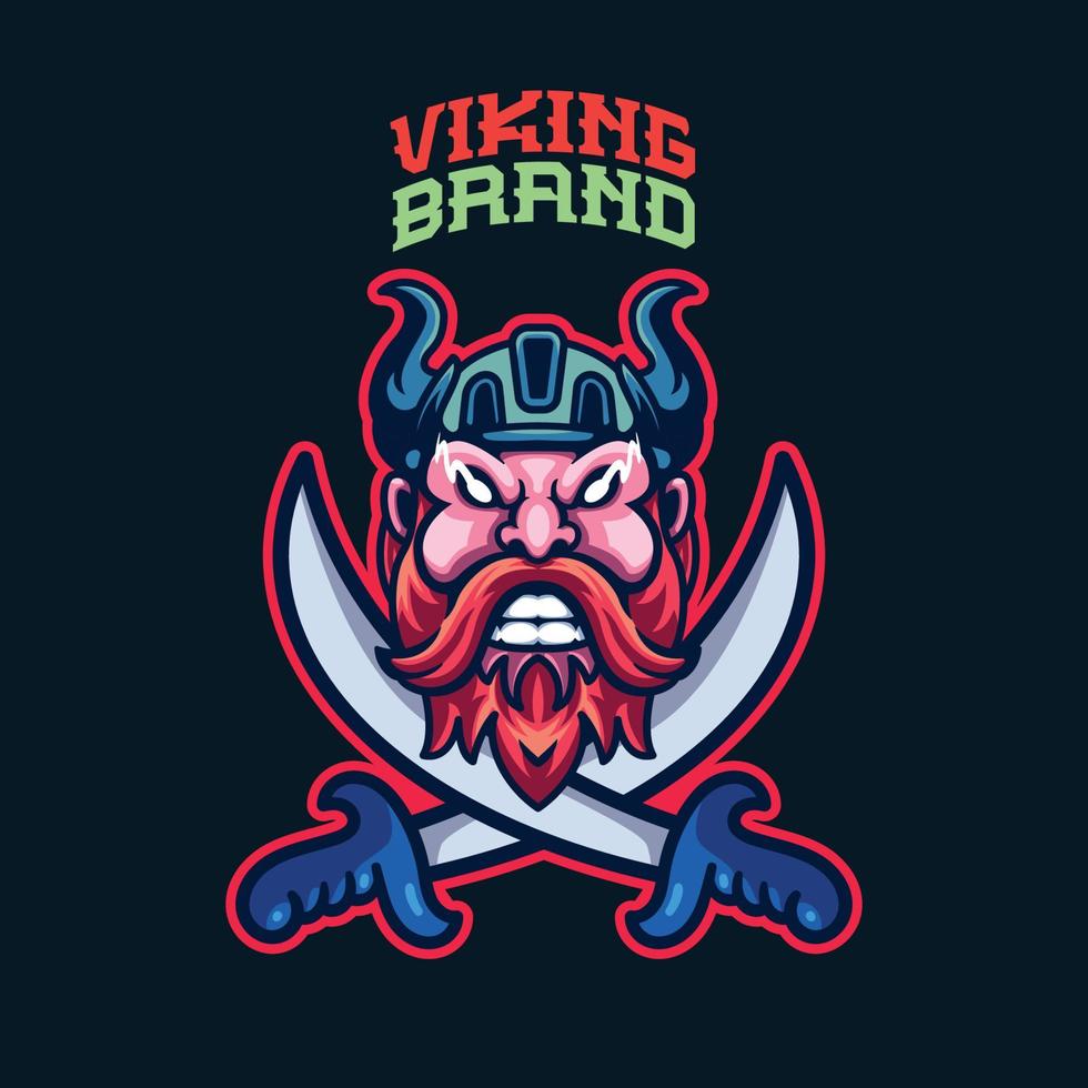 modelo de logotipo de mascote de cabeça viking vetor