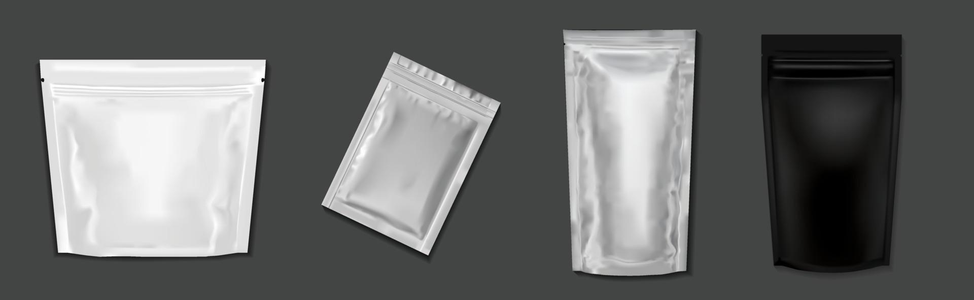 folha de quatro bolsas ou maquete de embalagem de plástico vetor