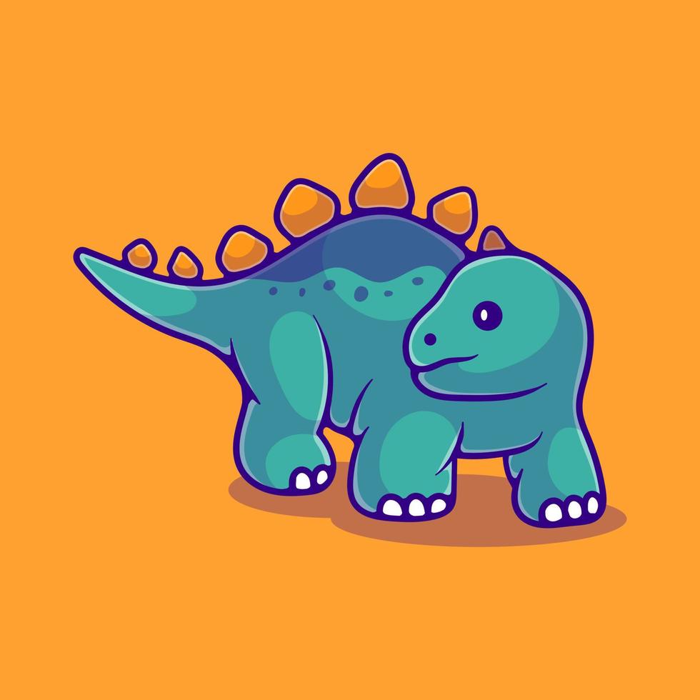 ilustração de dinossauro estegossauro fofa adequada para design de adesivo e camiseta de mascote vetor