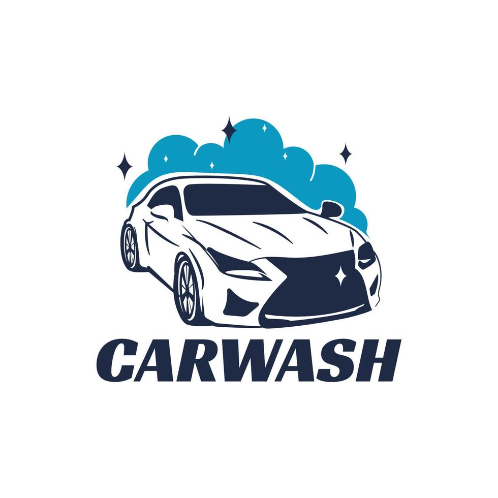 logotipo de detalhamento automático de lavagem de carro azul vetor