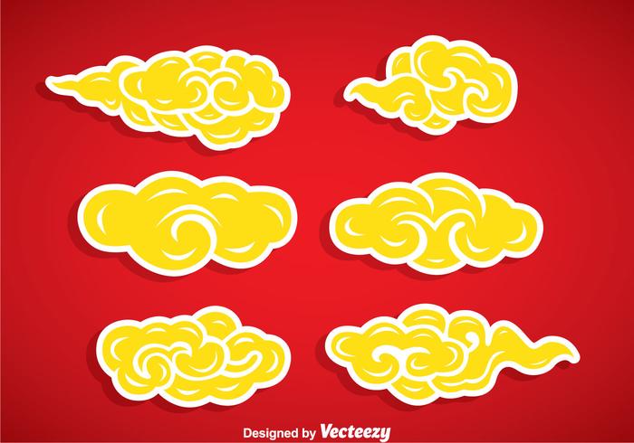 Conjunto amarelo de vetor de nuvens chinesas