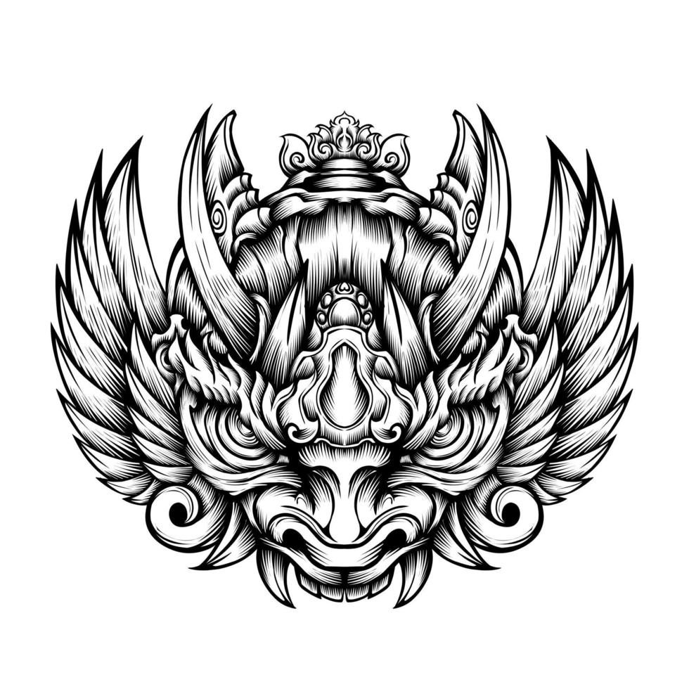 desenho vetorial de ilustração de máscara oni de tatuagem tribal vetor