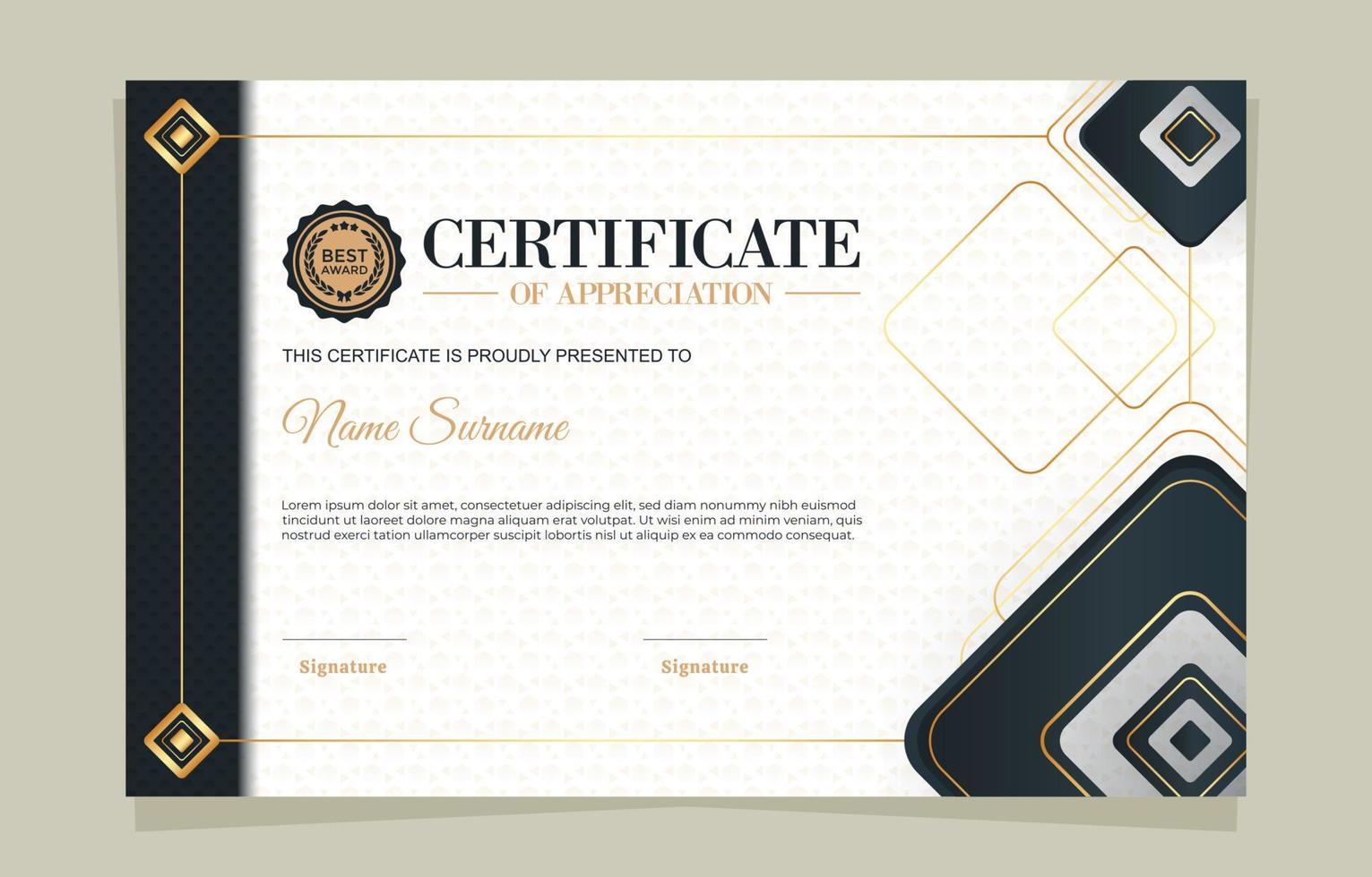 certificado elegante cinza vetor