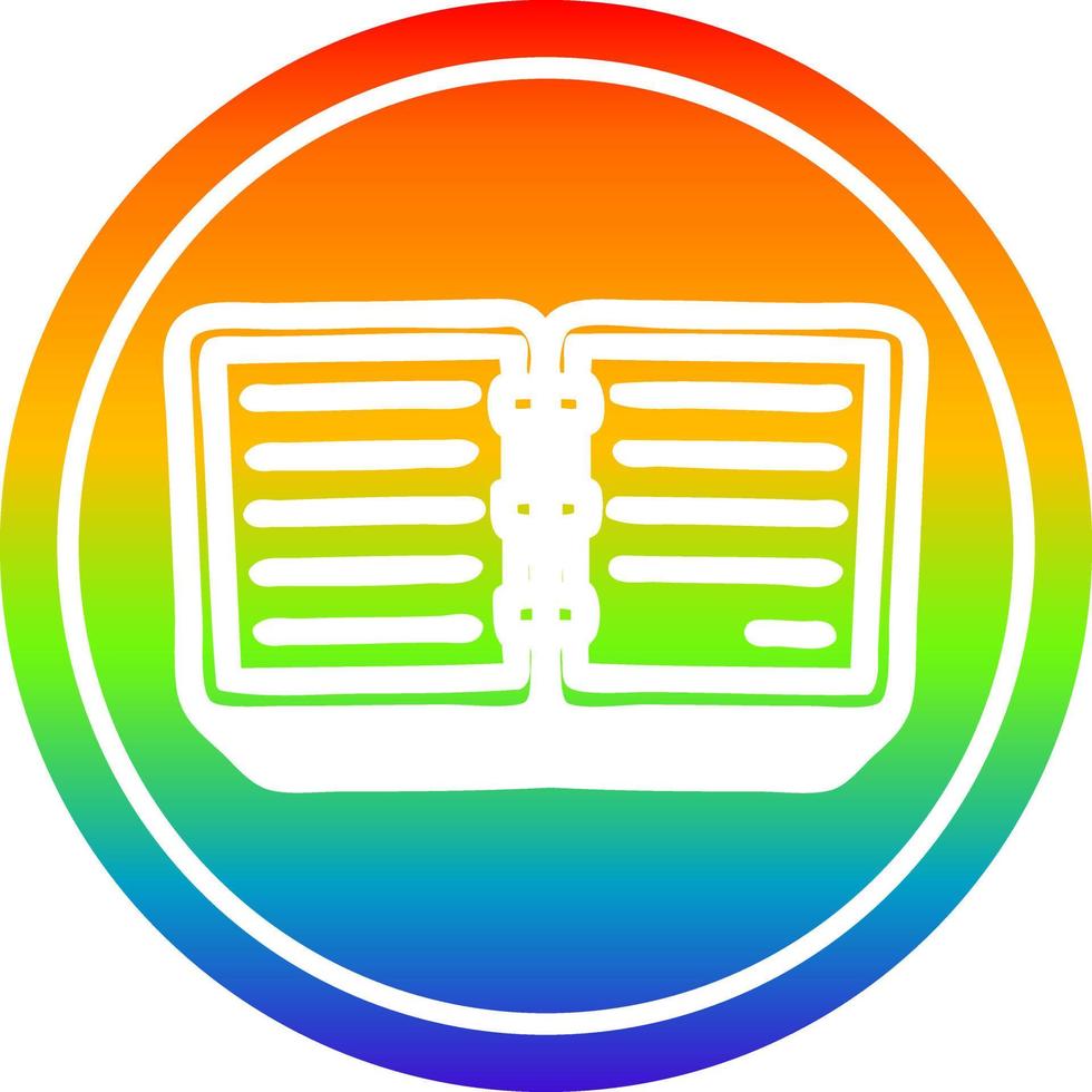 caderno circular no espectro do arco-íris vetor