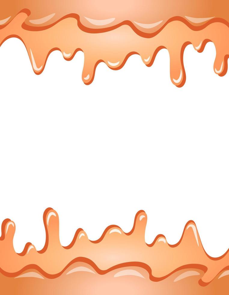 borda derretida de queijo creme de desenho animado realista. quadro colorido de comida doce isolado na ilustração vetorial de fundo branco. chocolate ao leite. vetor