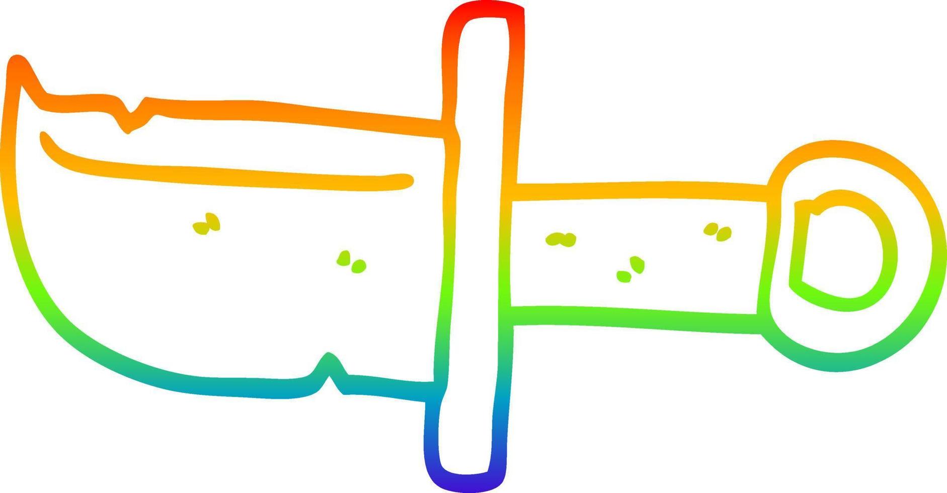 punhal de desenho de linha de gradiente de arco-íris vetor