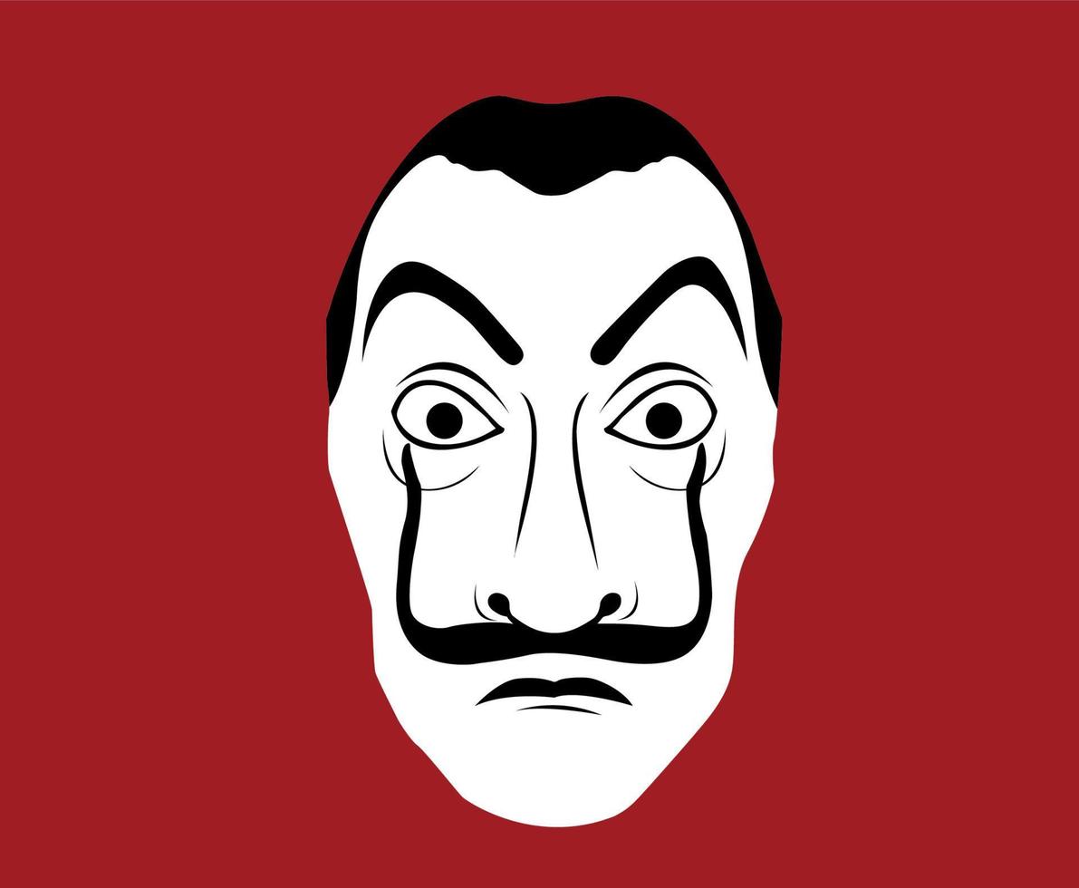 dali mask la casa de papel design gráfico netflix filme ilustração vetorial abstrato roubo de dinheiro em fundo vermelho vetor