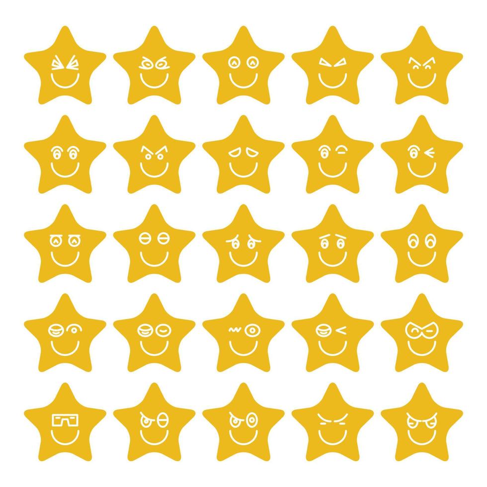 conjunto de vetores de emoticons de estrela amarela