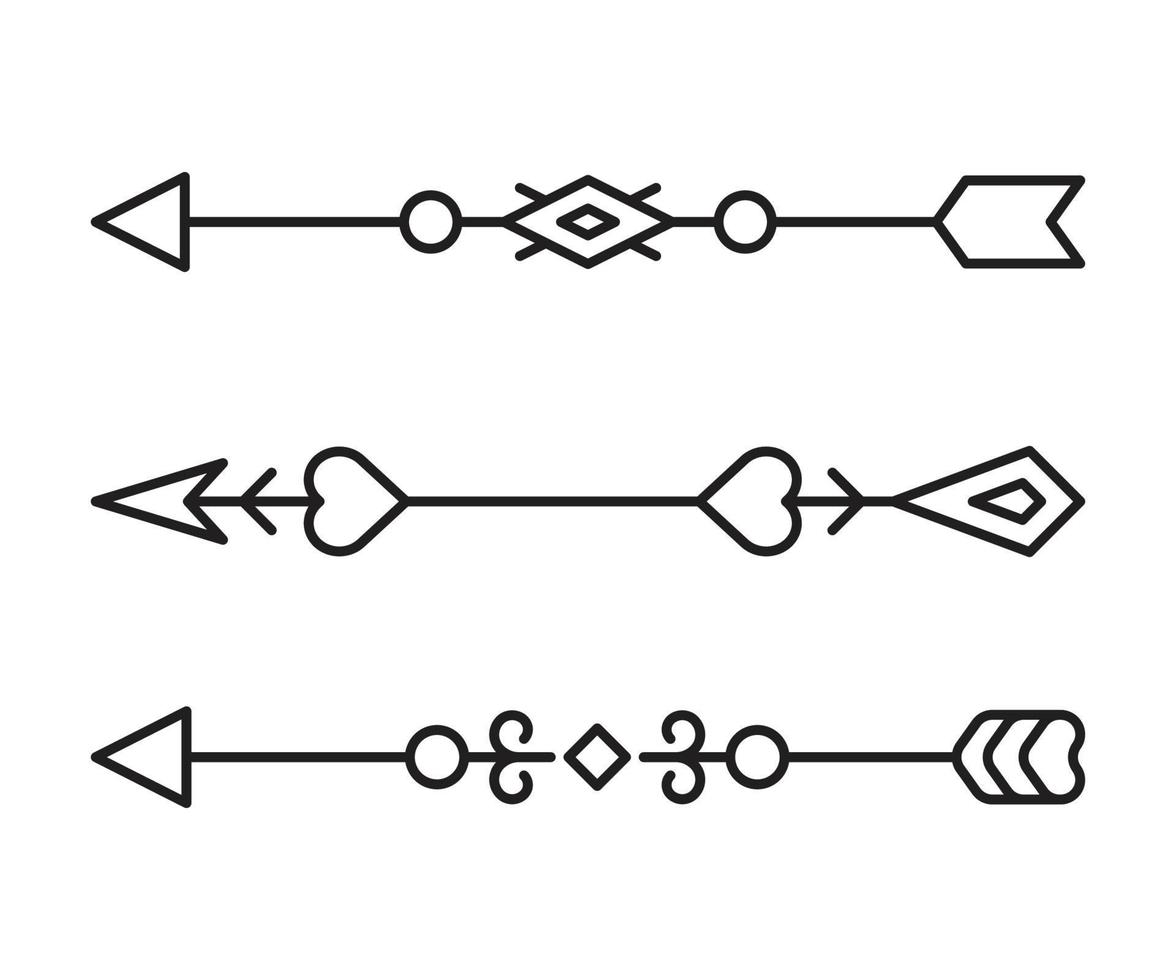 ilustração de arte de linha de decoração de seta vetor
