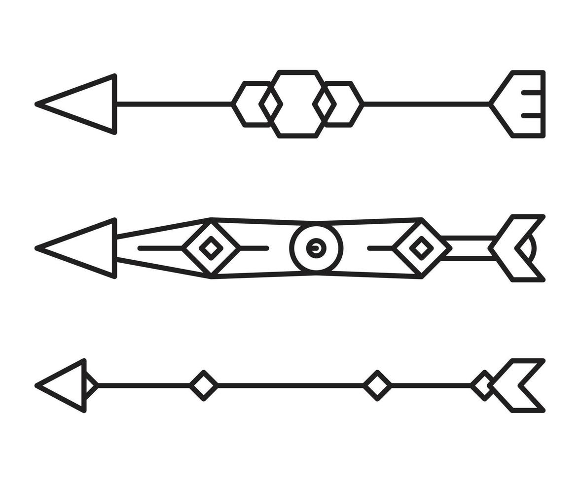 ilustração de arte de linha de seta tribal vetor