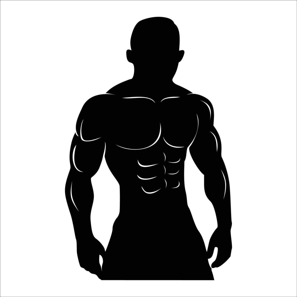 silhueta de homem musculoso. ilustração em vetor ícone ginásio.