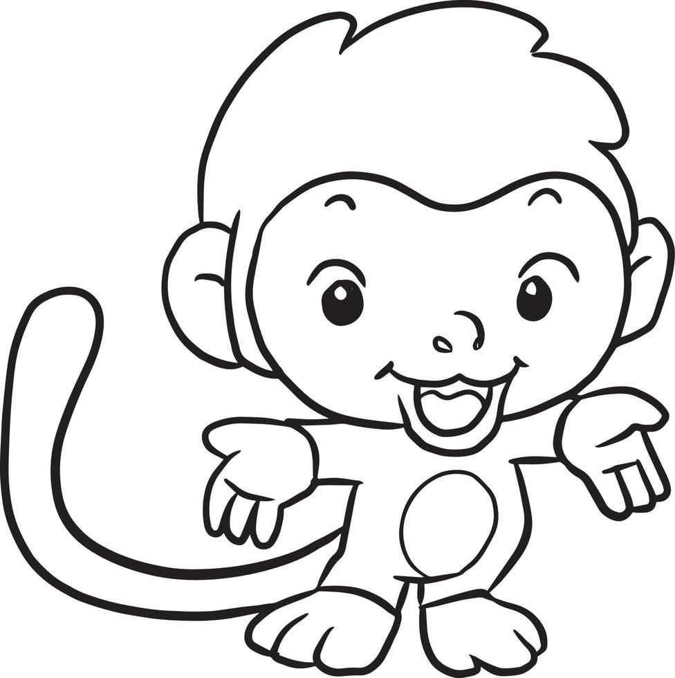 macaco animal desenho animado doodle kawaii anime página para colorir ilustração fofa personagem de clip art vetor