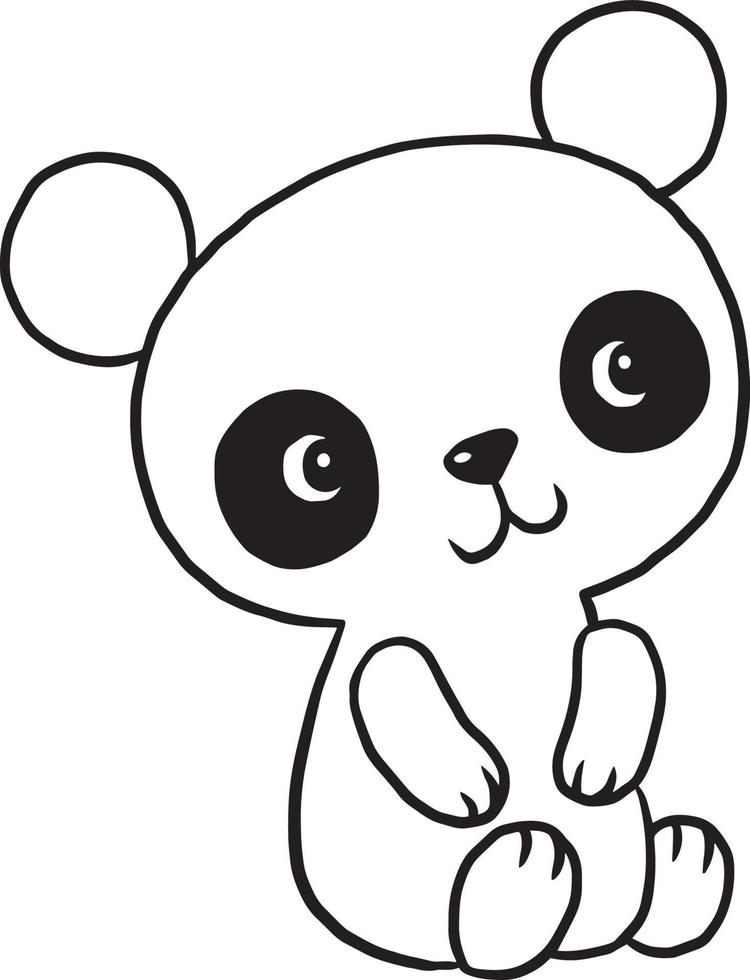desenho de panda doodle desenho animado kawaii anime bonito para colorir vetor