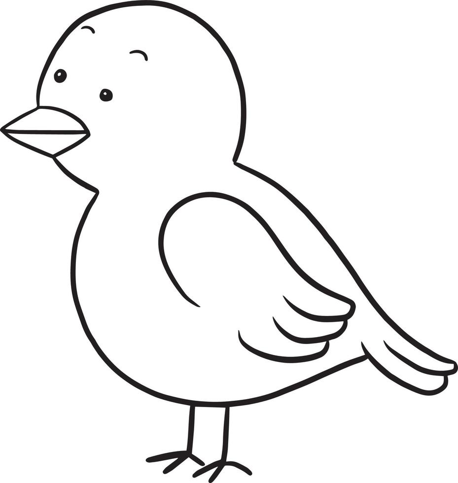 pássaro animal desenho animado rabisco kawaii anime página para colorir ilustração fofa personagem de clip art vetor