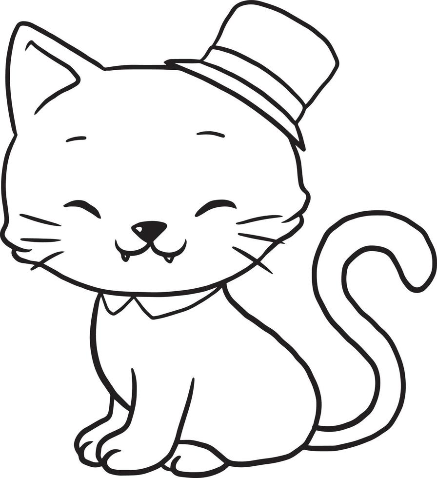 desenho de gato desenho animado kawaii anime bonito para colorir vetor