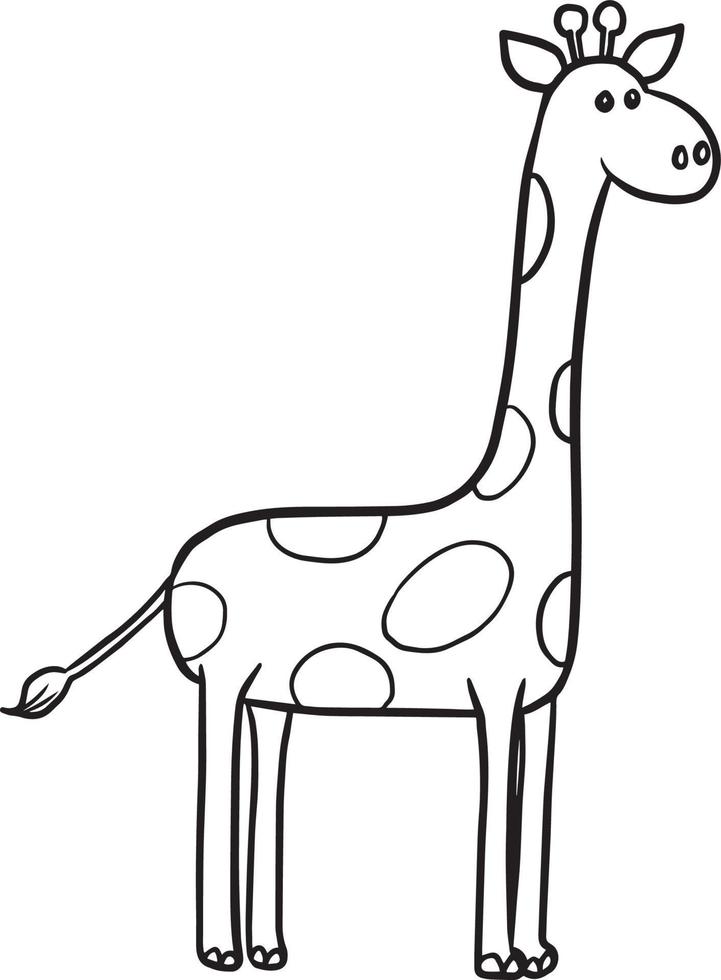 girafa animal desenho animado doodle kawaii anime página para colorir ilustração fofa personagem de clip art vetor