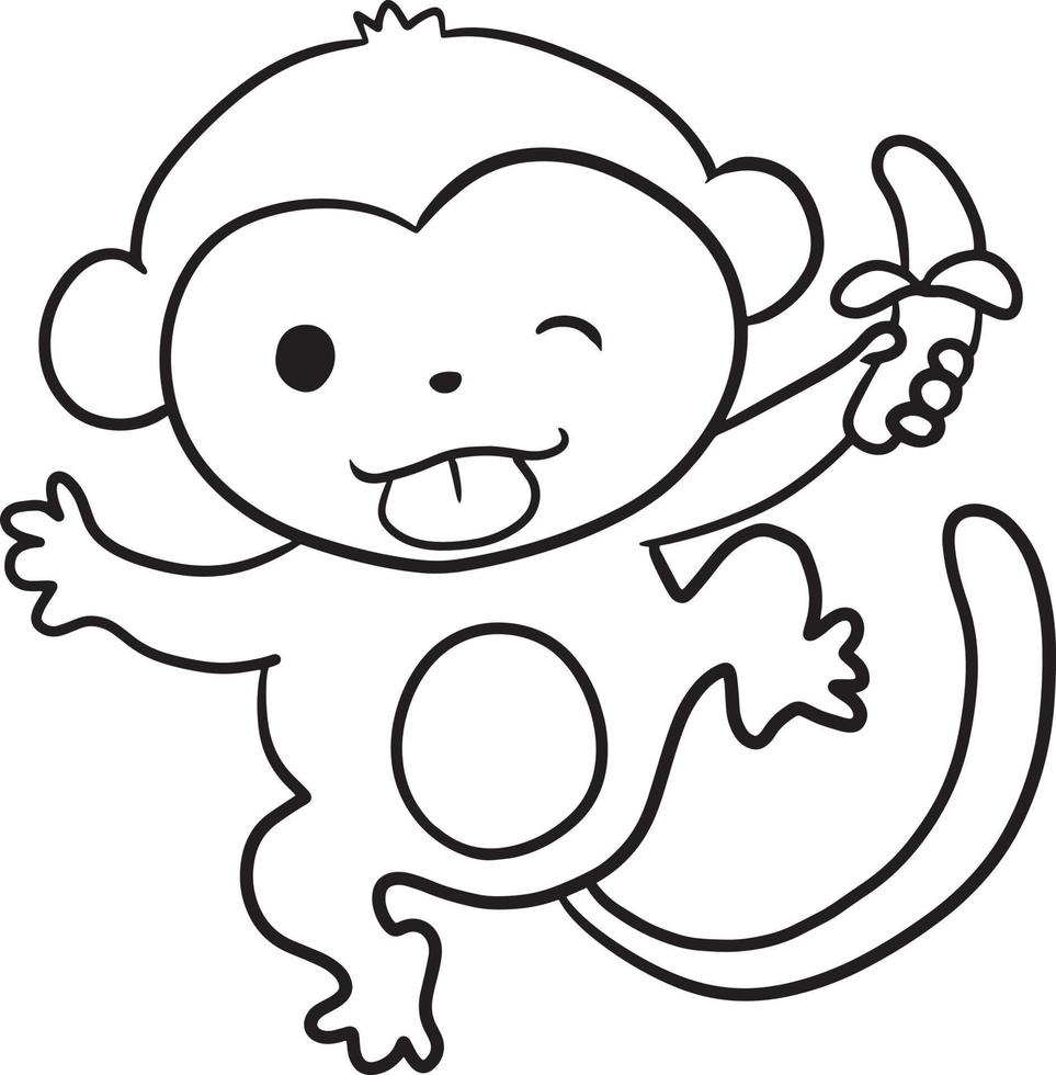 desenho de macaco desenho animado kawaii anime bonito para colorir 10504675  Vetor no Vecteezy
