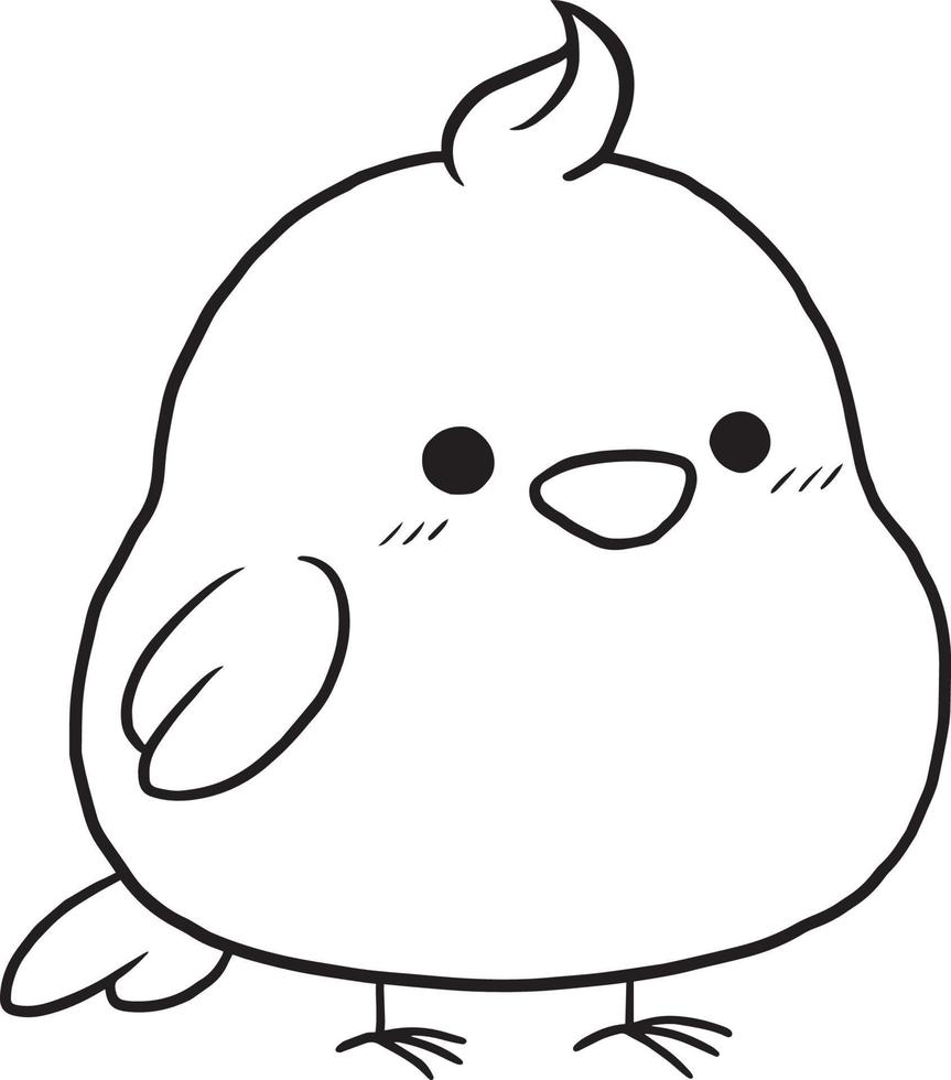 doodle desenho animado frango kawaii anime bonito para colorir página vetor