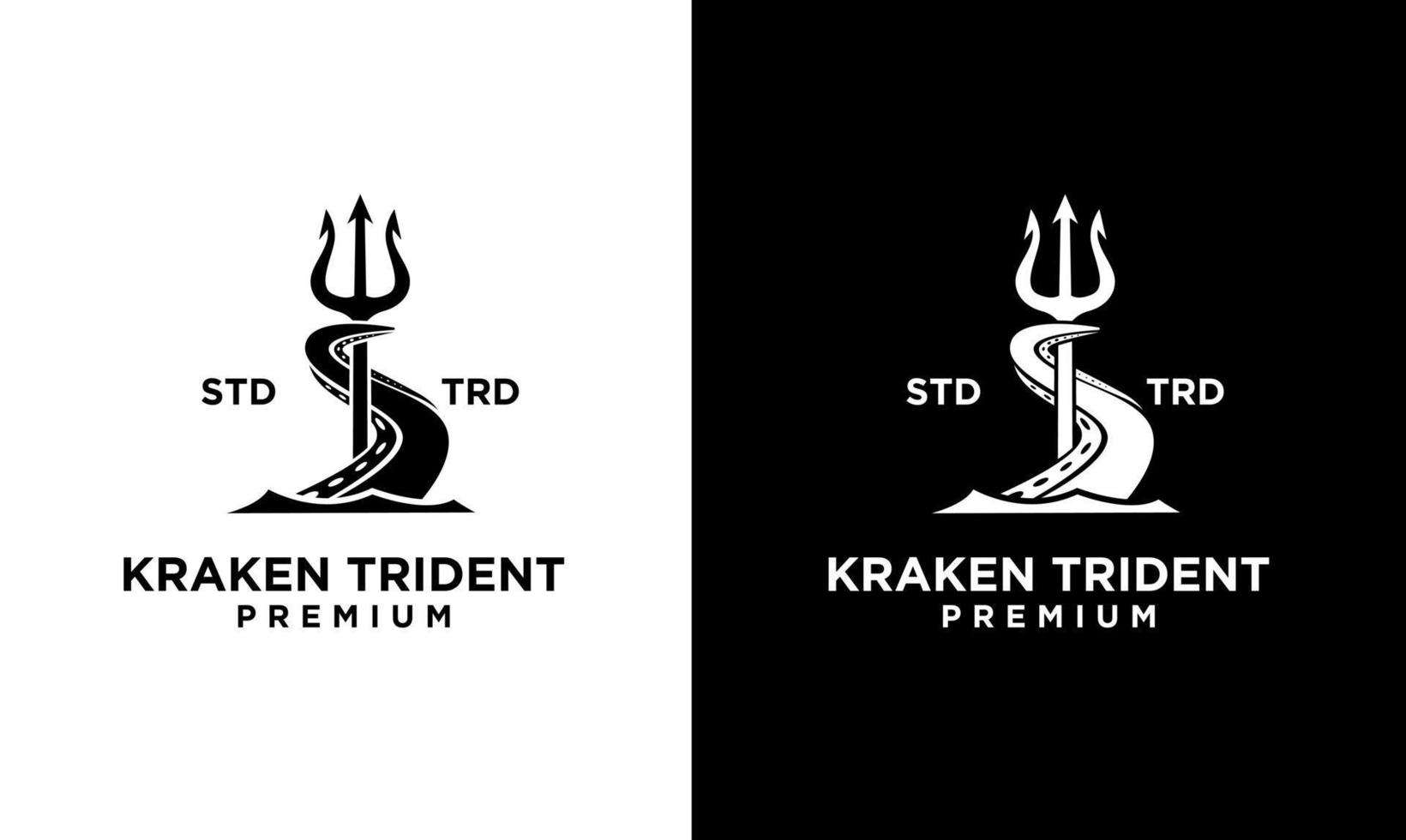 design de logotipo vintage tridente kraken vetor