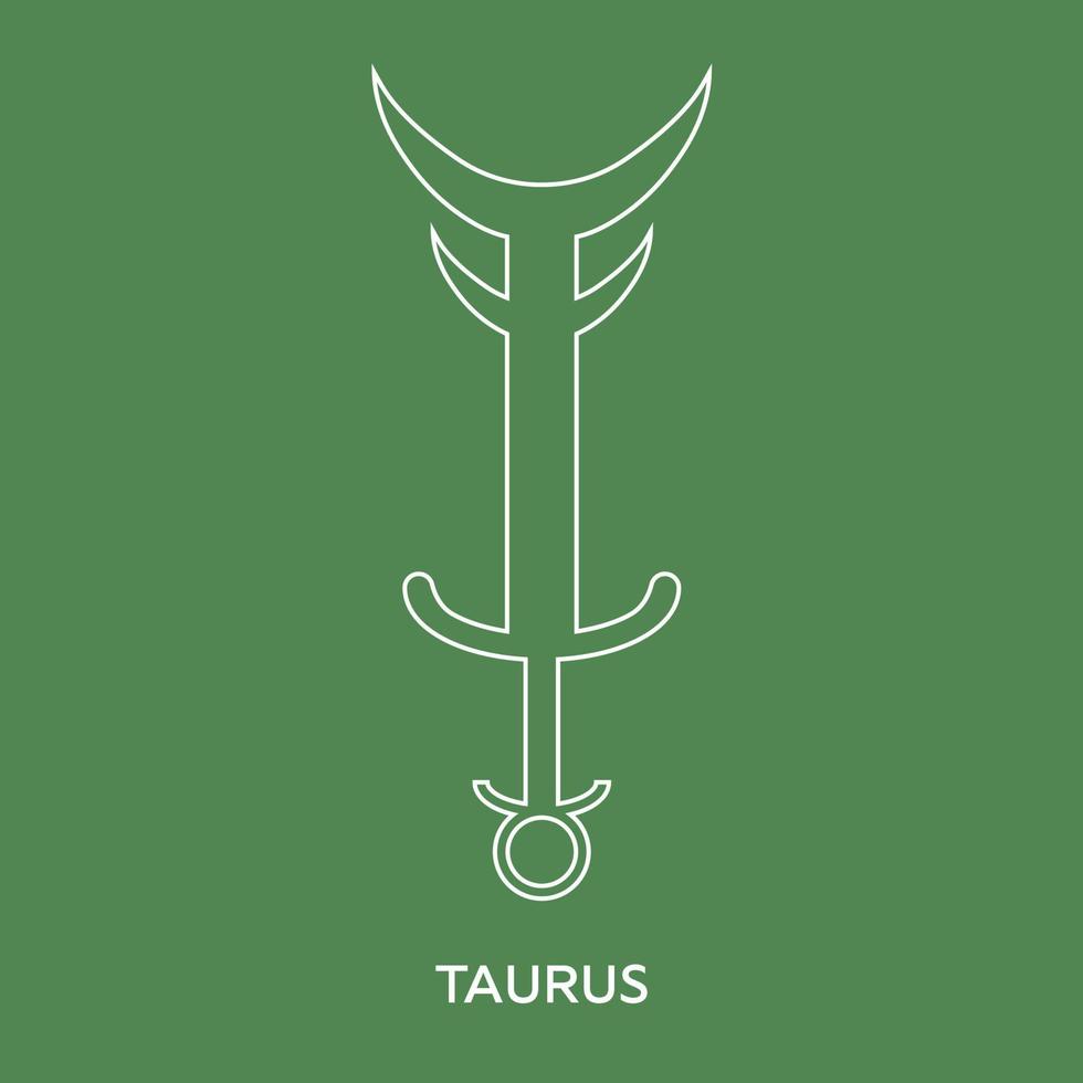 signo de touro. ícone de estilo de linha da espada de arma zodiacal. uma das 12 armas do zodíaco. astrológico, signo do horóscopo. ilustração vetorial limpa e moderna para design, web. vetor