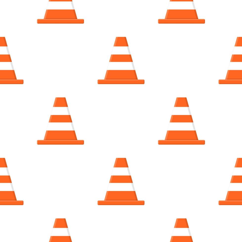 padrão sem emenda com cones de trânsito isolados no fundo branco. estilo de desenho animado. ilustração vetorial para design, web, papel de embrulho, tecido, papel de parede. vetor