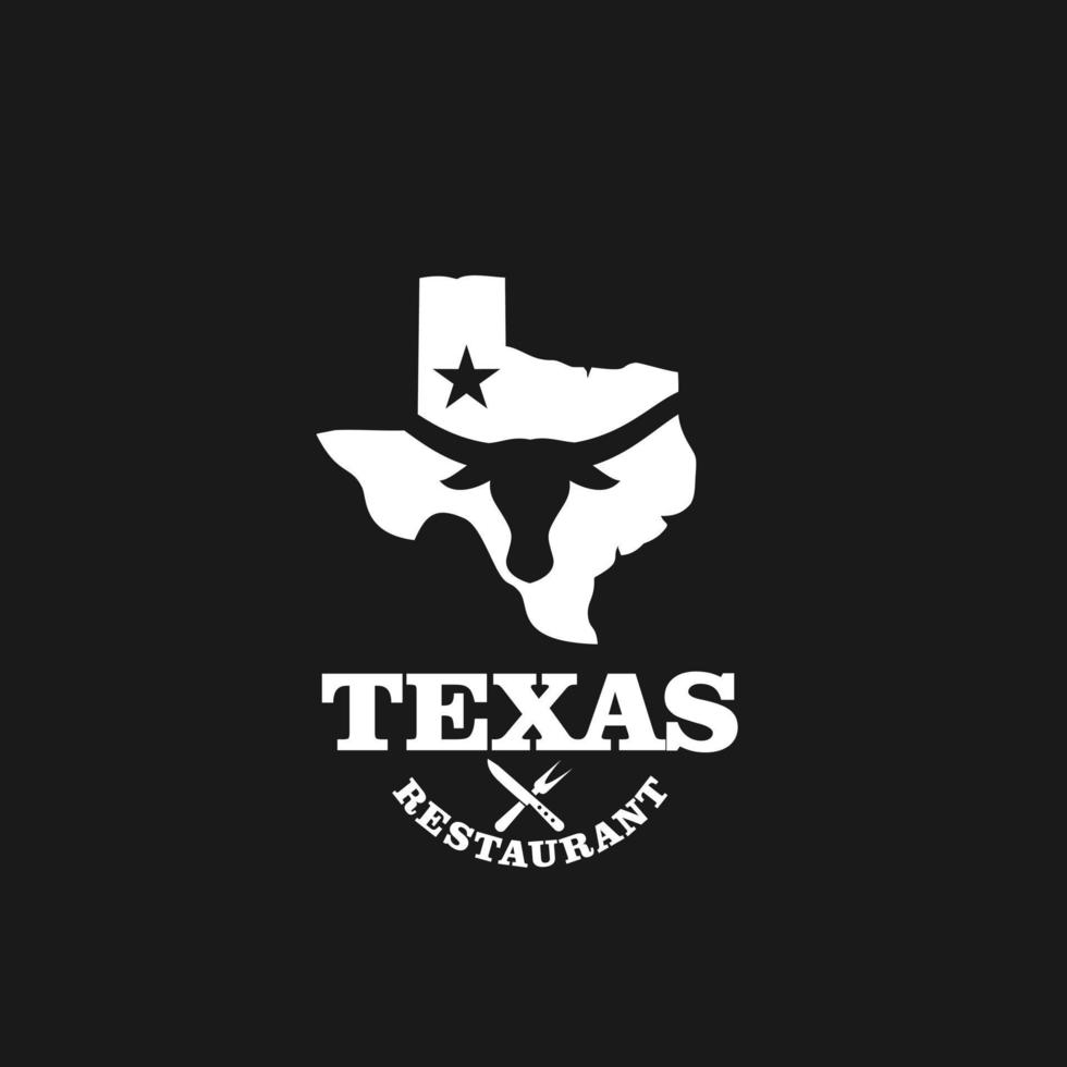 design de logotipo vintage premium do restaurante texas vetor