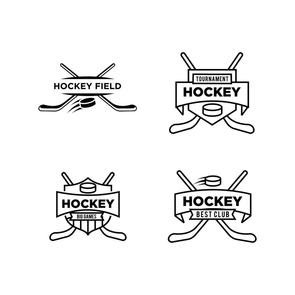 definir design de ícone de logotipo de equipe de gelo de hóquei de coleção vetor