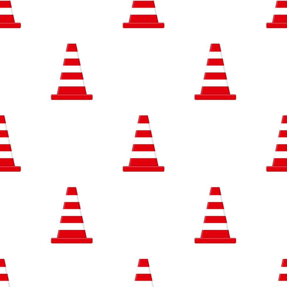 padrão sem emenda com cones de trânsito isolados no fundo branco. estilo de desenho animado. ilustração vetorial para design, web, papel de embrulho, tecido, papel de parede. vetor