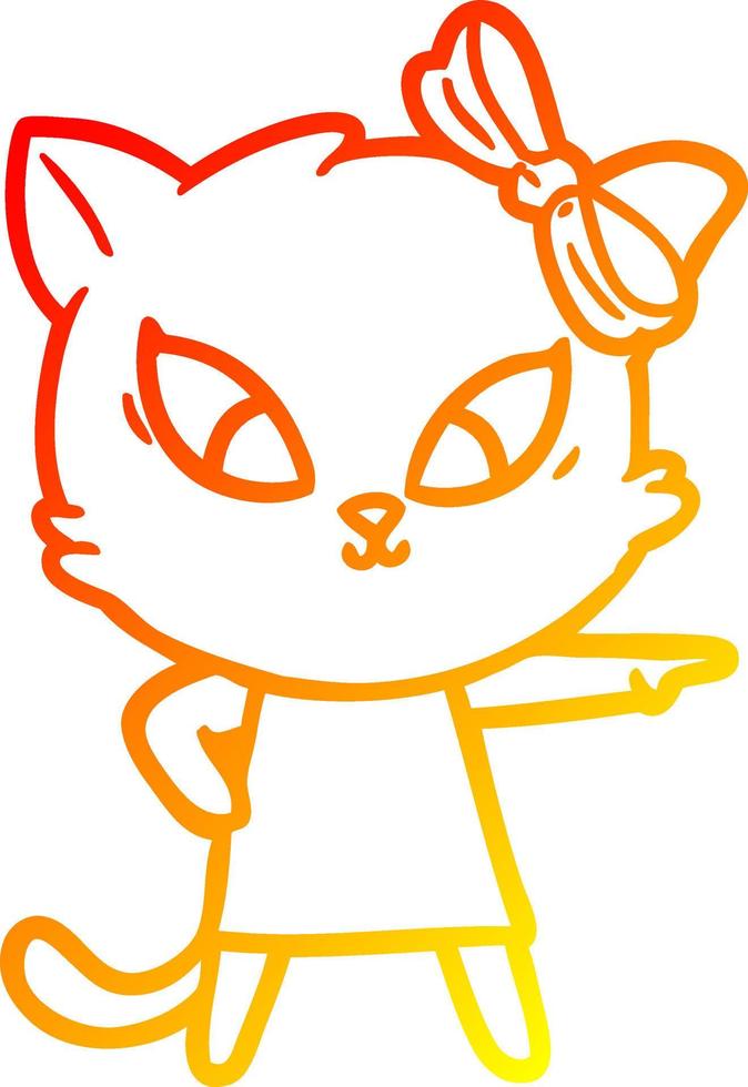 gato de desenho animado de desenho de linha de gradiente quente vetor