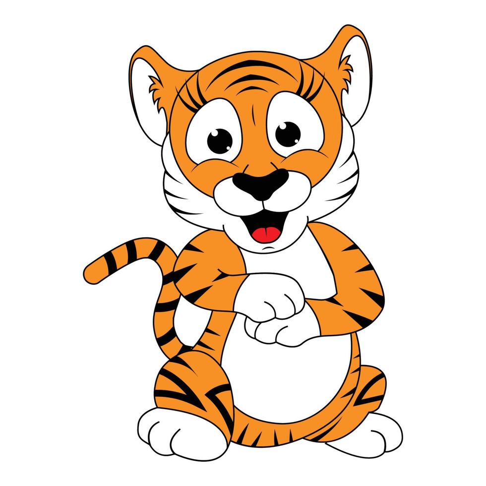 gráfico de desenho animado de animal tigre fofo vetor