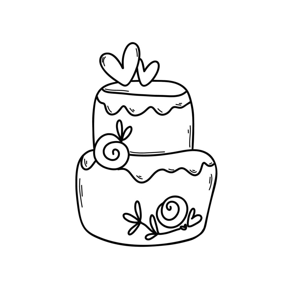bolo de casamento de vetor para convites de casamento ou anúncios. ilustração vetorial
