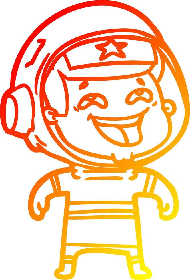 desenho de linha de gradiente quente desenho animado rindo astronauta vetor