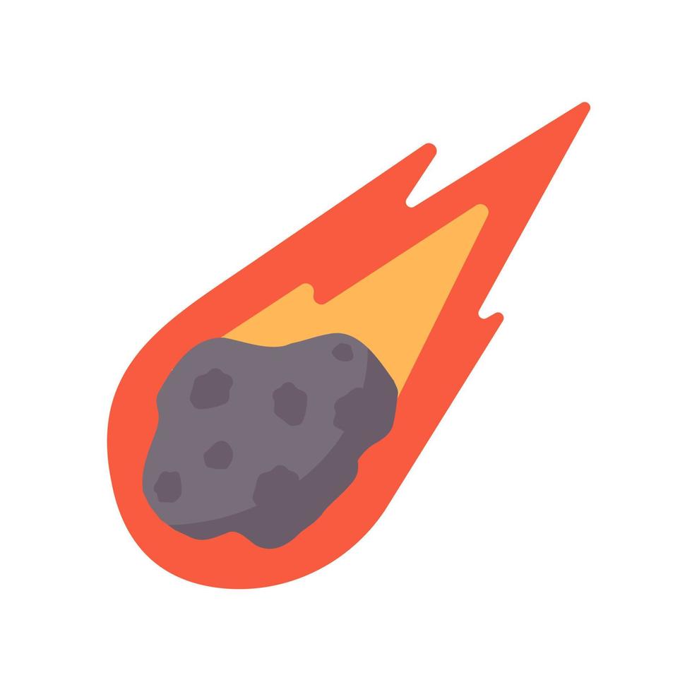 desenho animado do cometa. o meteorito caiu na terra e faiscou. vetor