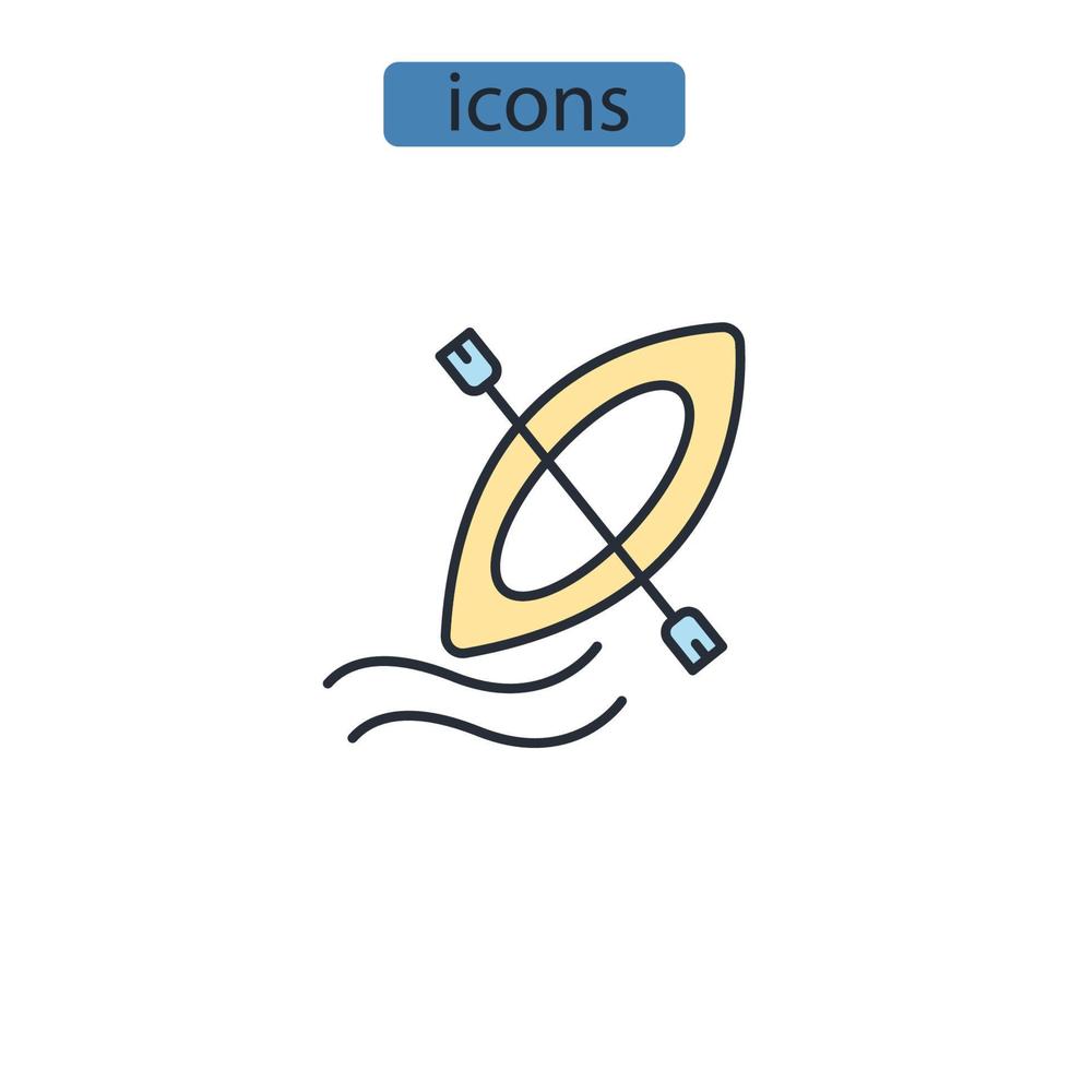 ícones de canoa simbolizam elementos vetoriais para infográfico web vetor