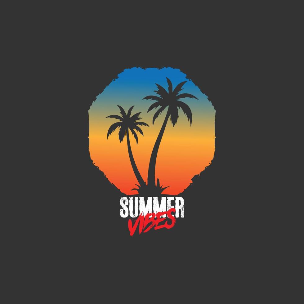 design de t-shirt de silhueta de mercadoria de vibrações de verão.imagem vetorial de modelo de ícone de logotipo de verão vetor