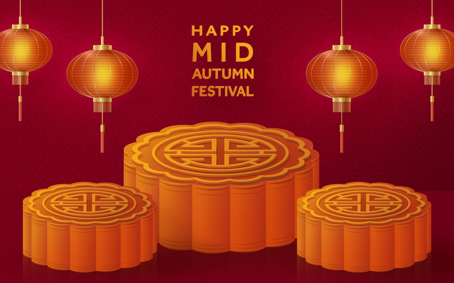 festival chinês do meio do outono com estilo de arte e artesanato de corte de papel dourado na cor de fundo com elementos asiáticos para saudação vetor