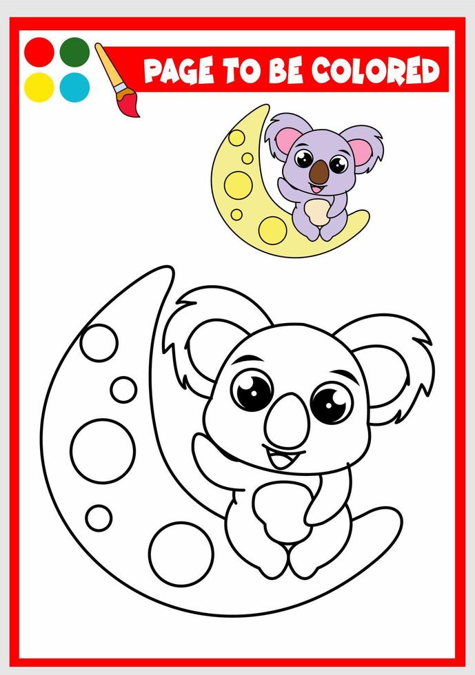 livro de colorir para crianças. coala com lua vetor