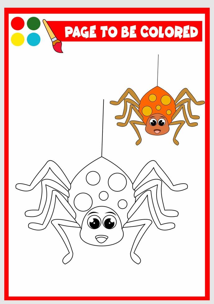 livro de colorir para crianças. aranha vetor