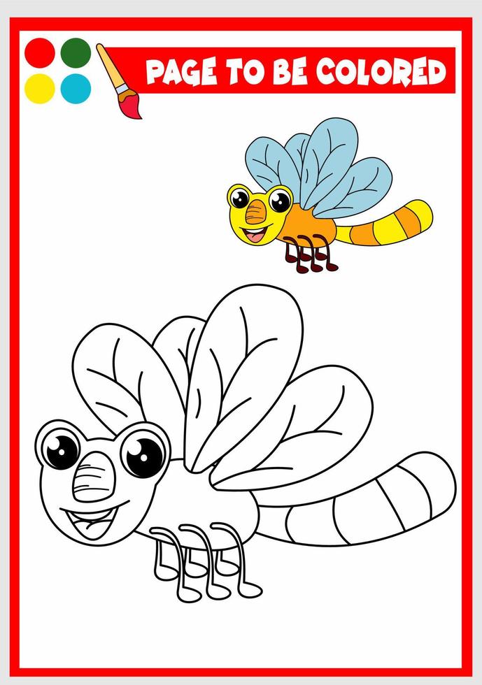 livro de colorir para crianças. libélula vetor