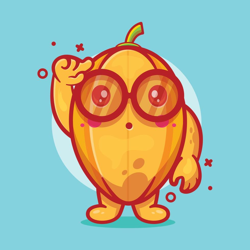 mascote de personagem de carambola genial com desenho isolado de expressão de pensamento em design de estilo simples vetor