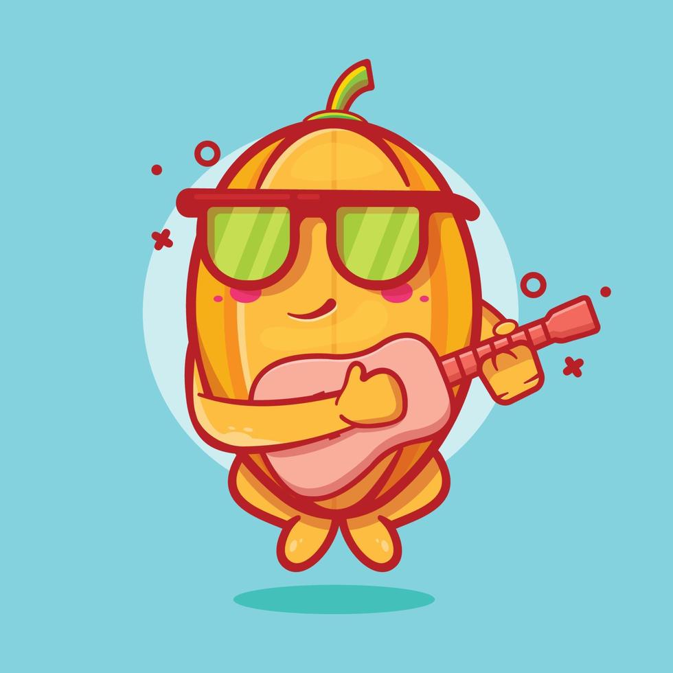 mascote de personagem de carambola legal com desenho de guitarra isolado em design de estilo simples vetor