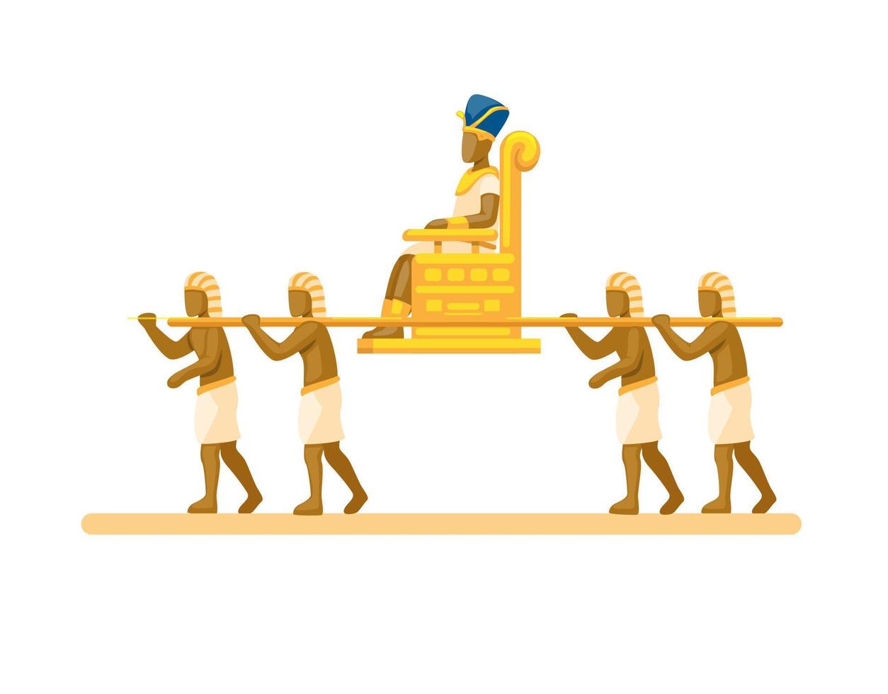 o rei do Egito foi carregado em palanquim por escravos. vetor de ilustração de veículo tradicional de cadeira sedan egito