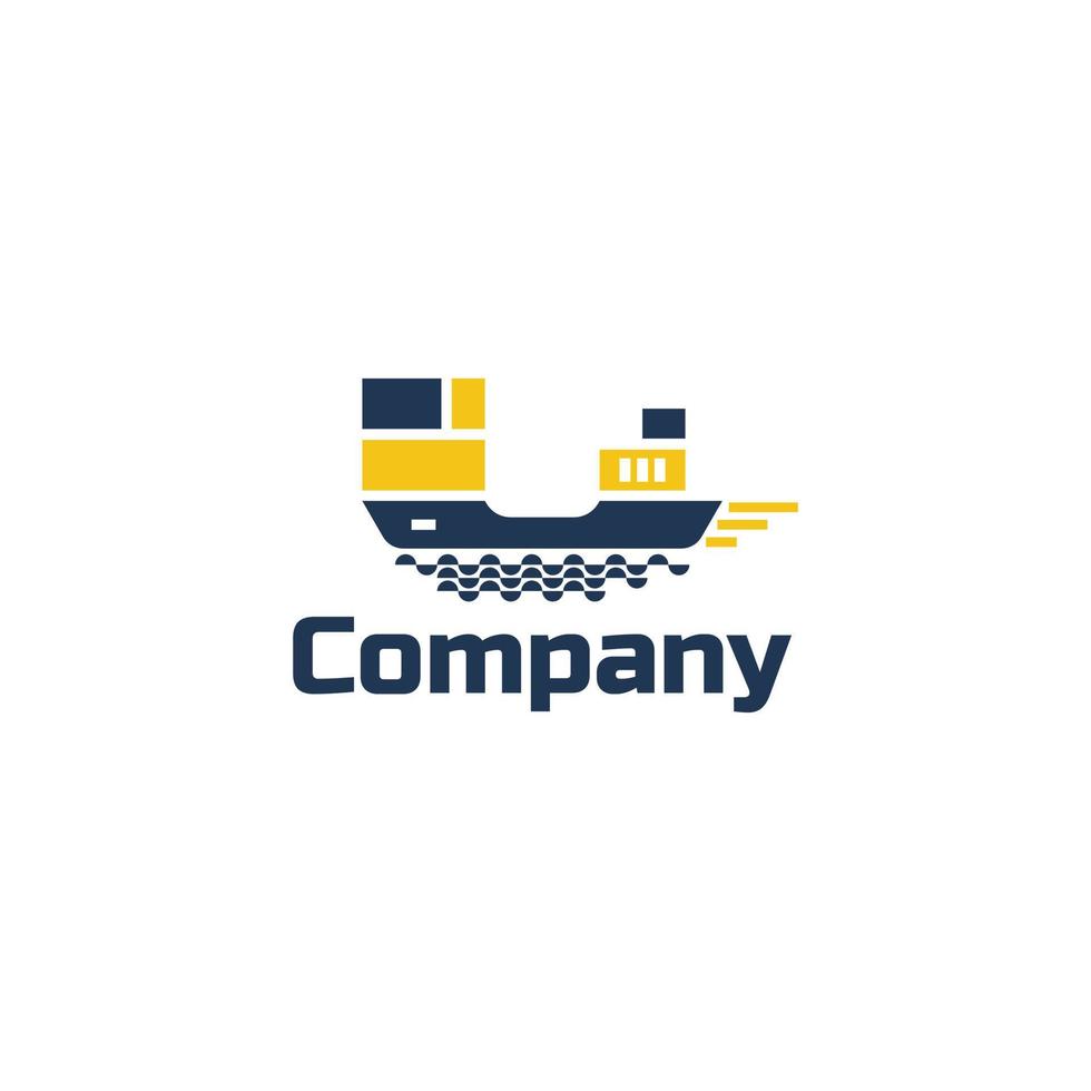logotipo de navio porta-contentores minimalista simples vetor