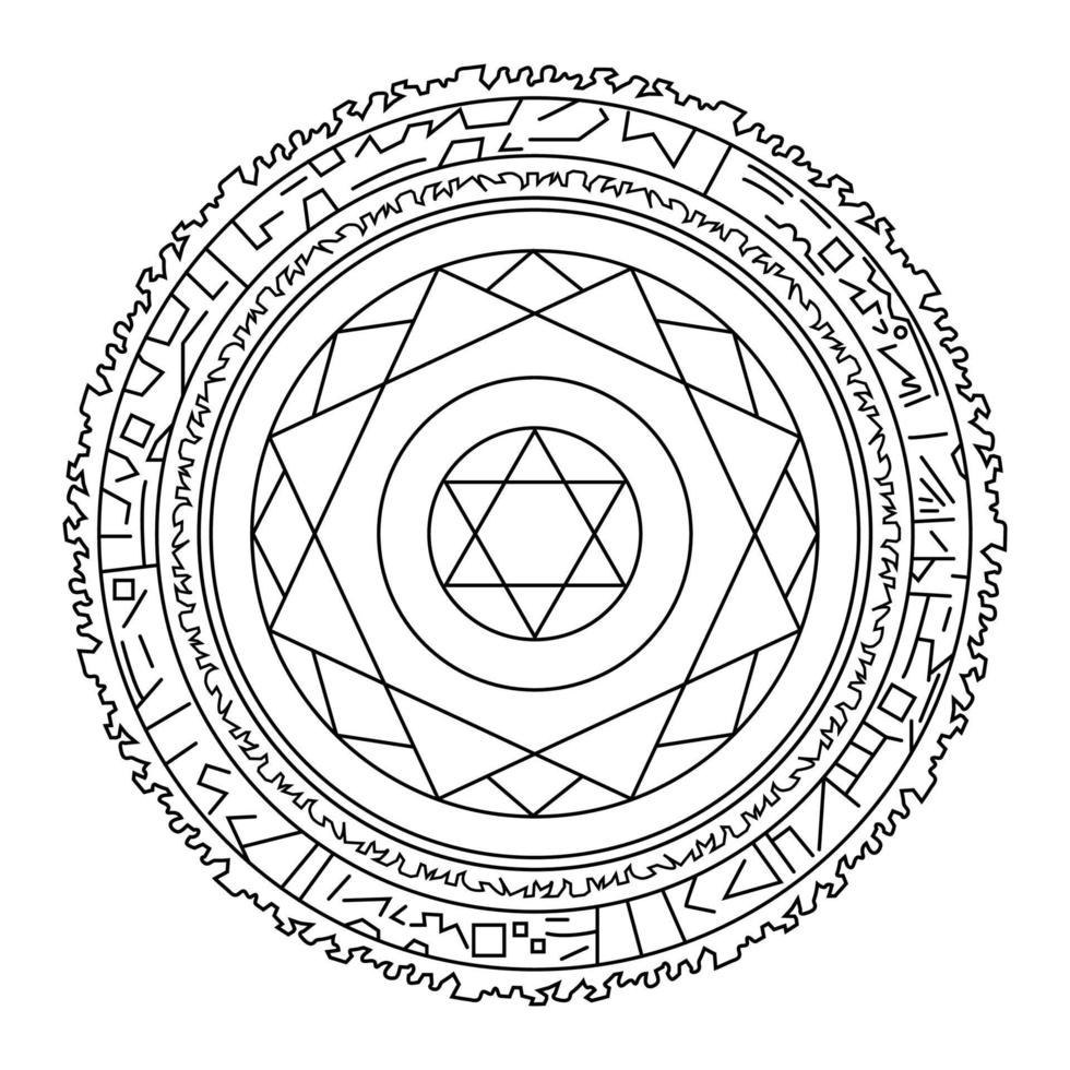 anel de feitiço mágico de contorno. mandala. círculo mágico. conceito de super-herói. ilustração vetorial limpa e moderna para design, web. vetor