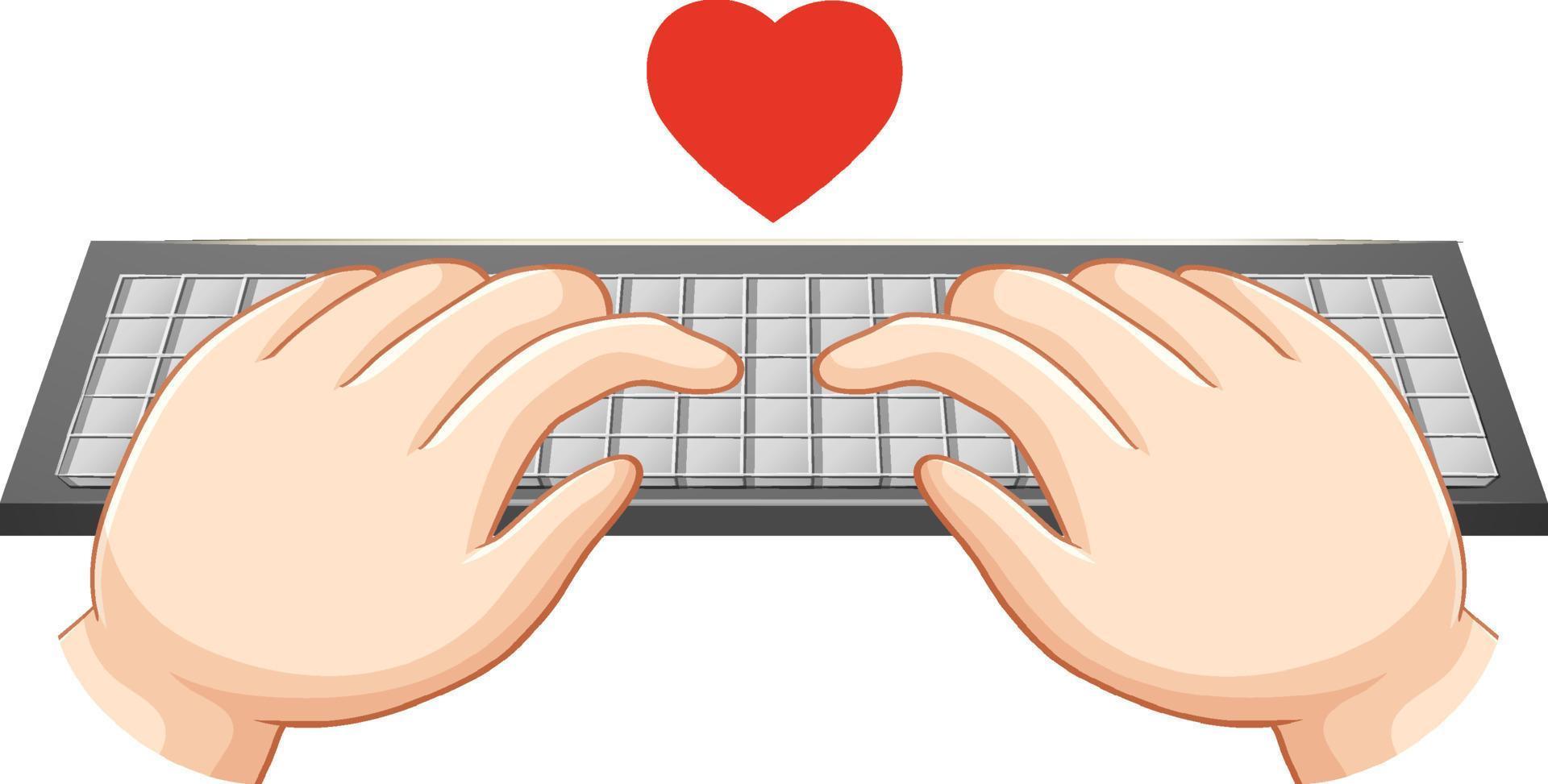 mãos digitando no teclado do computador vetor
