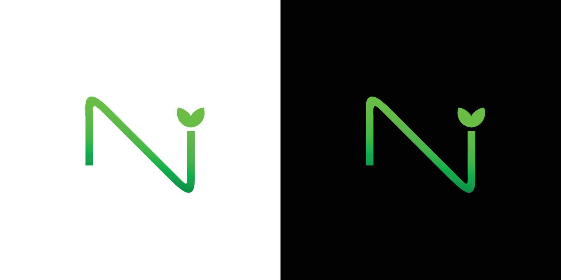 design de logotipo de iniciais de letra n natural e profissional vetor