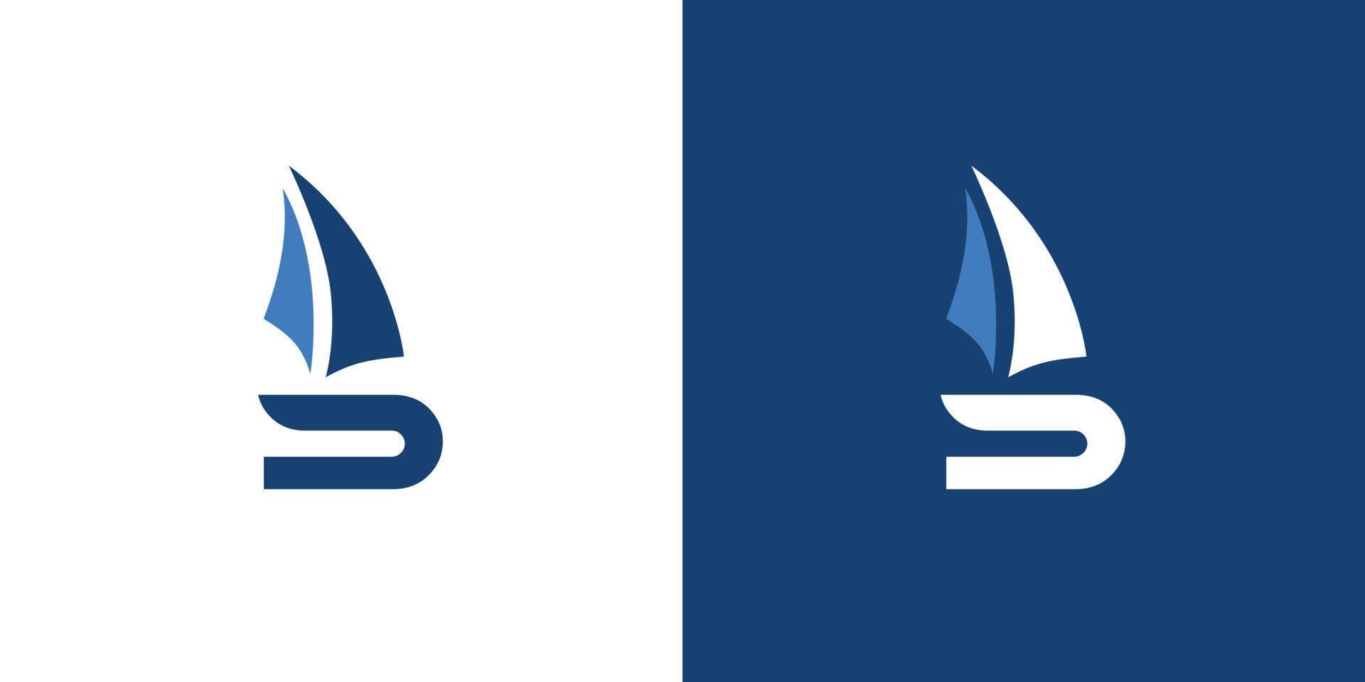 design de logotipo de veleiro inicial de letra s exclusivo e moderno vetor