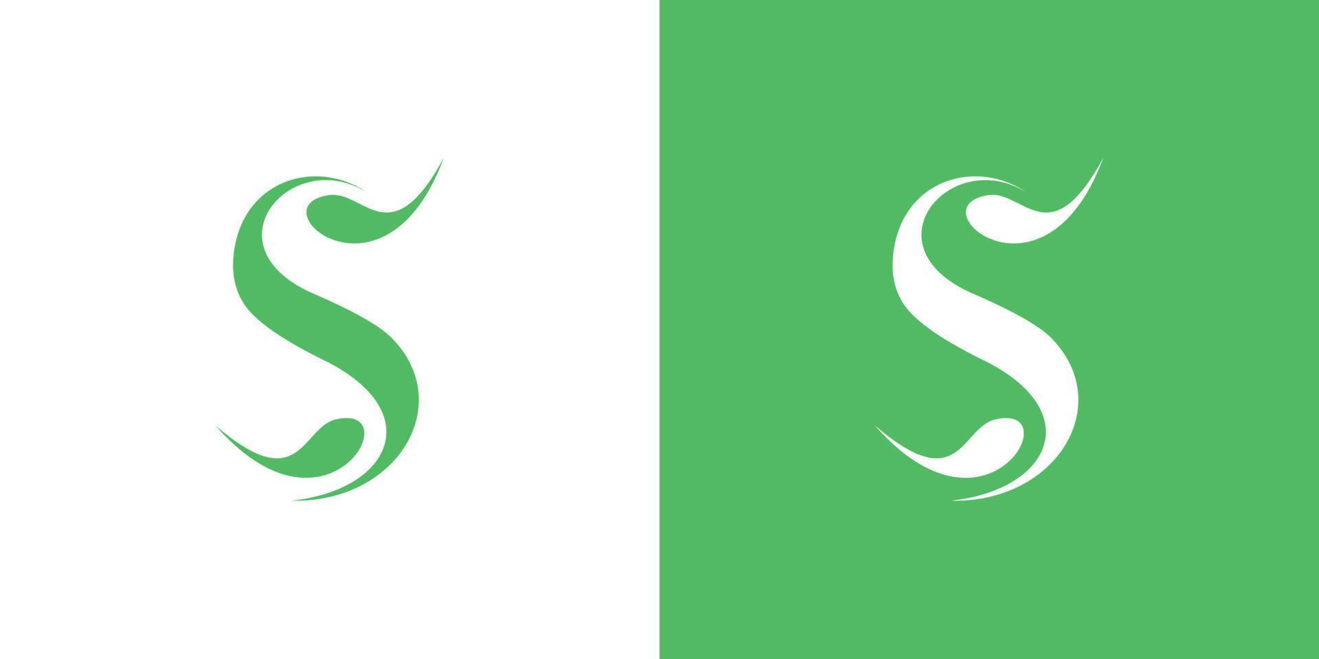 design de logotipo de iniciais de folha s natural e profissional vetor