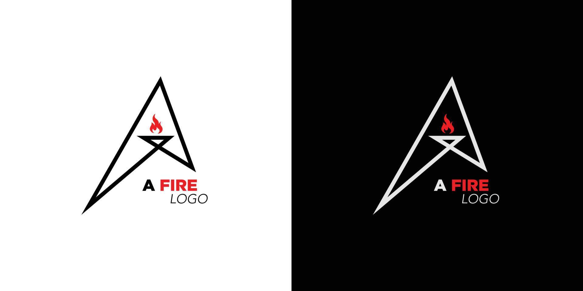 carta moderna e única um design de logotipo de fogo inicial vetor
