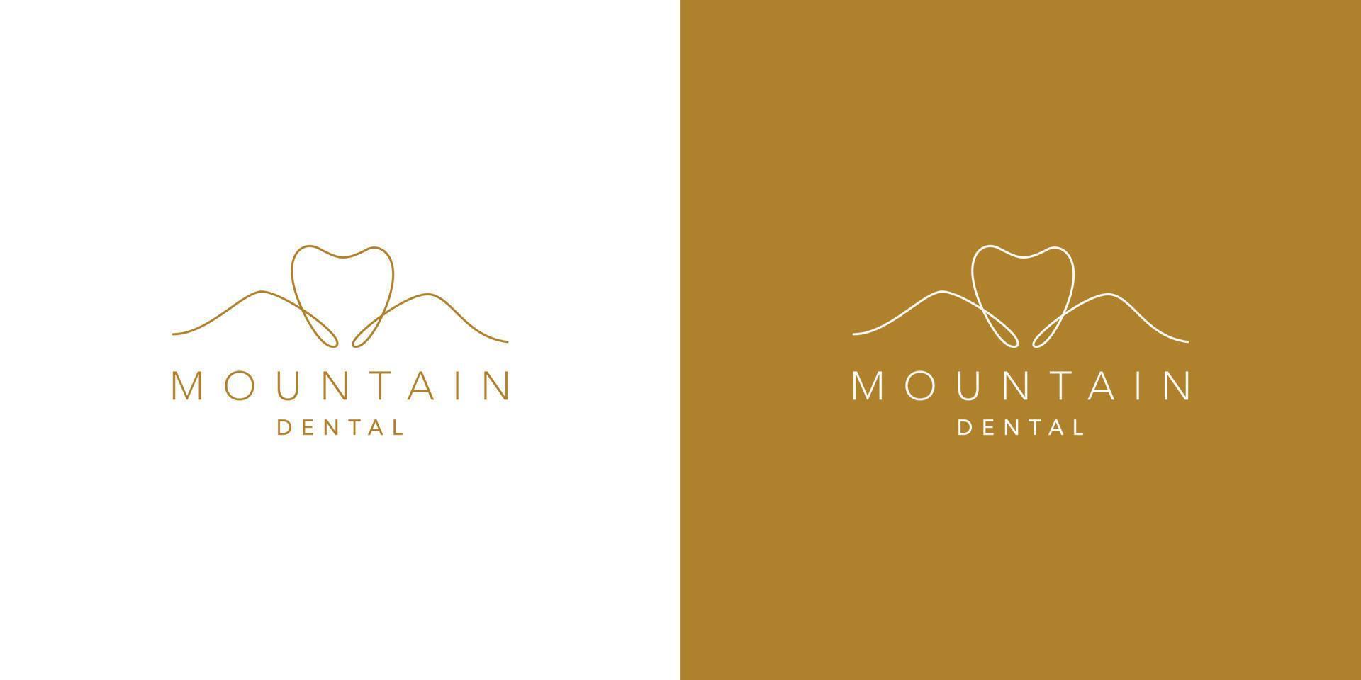 design de logotipo de dentista de montanha exclusivo e profissional vetor